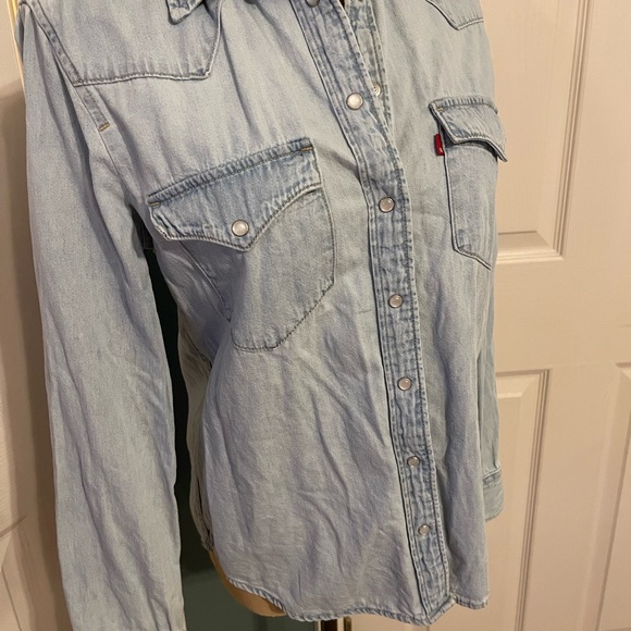 Casual Light Blue Denim Shirt - Picture 2 of 6